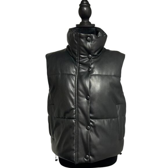Zara Faux Leather Puffer Vest Size Small - Picture 2 of 7
